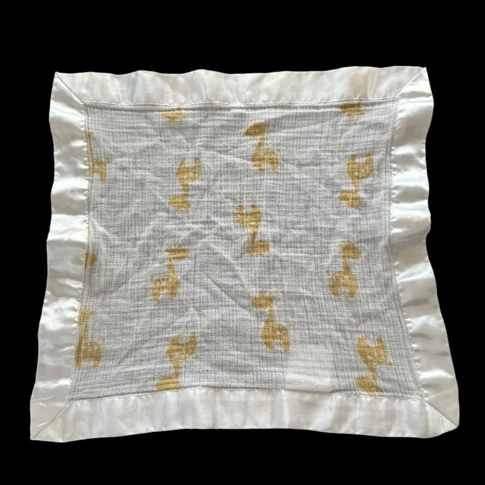 Aden & Anais White Giraffe Mini Blanket Blankie Lovie Security Muslin Cotton‎
